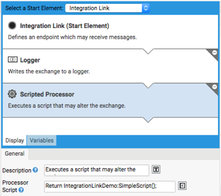 Screenshot of the Integration Link editor