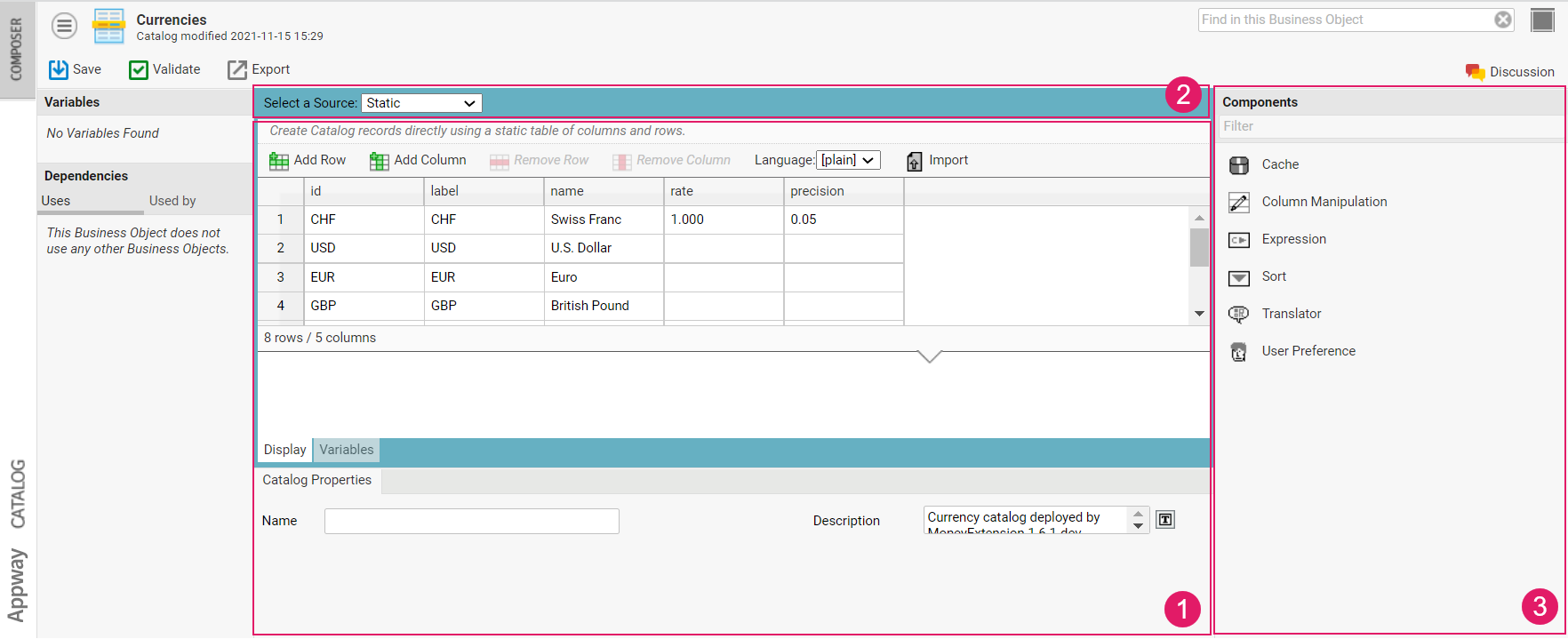 Overview of the Catalog Editor