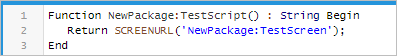 A Script Function using TestScreen