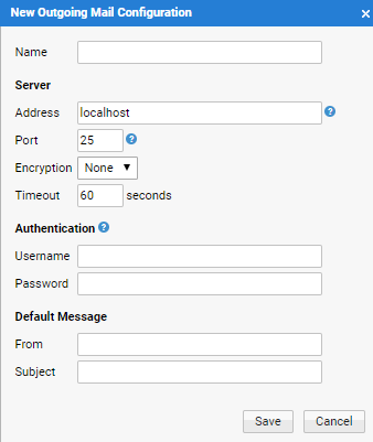The New Outgoing Mail Configuration dialog
