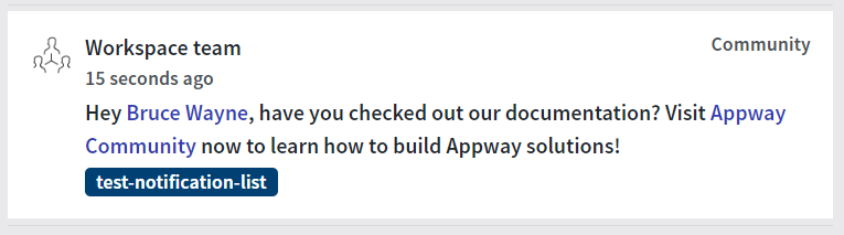 Image showing how the component is displayed when the preceding example code is applied