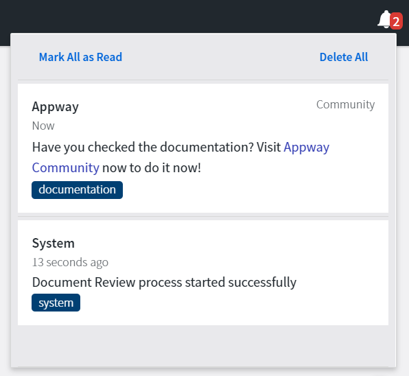 The Notification Popup component as it appears in preview mode.