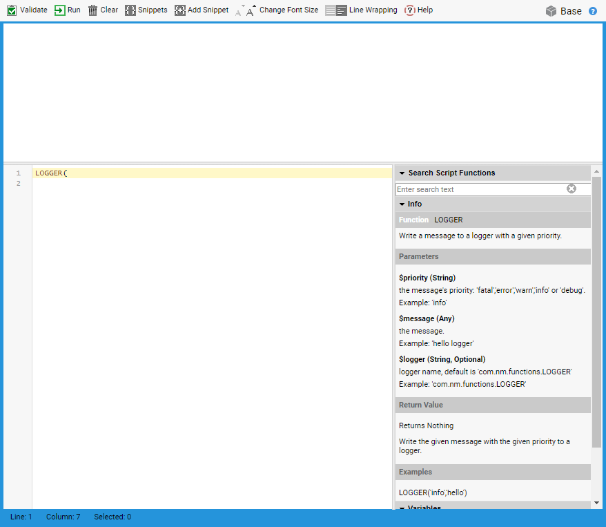 The Interactive Script Editor entry window