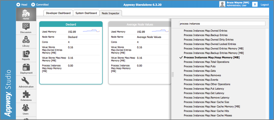 Screenshot of the Node Inspector with dropdown expanded